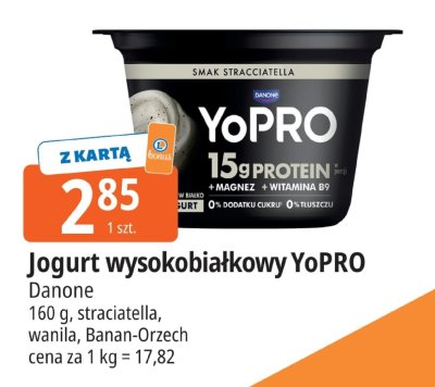 Jogurt wysokobiałkowy YoPRO straciatella Danone promocja w Leclerc
