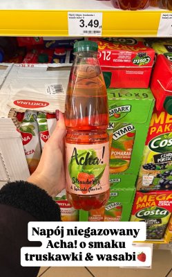 Napój niegazowany truskawka i wasabi promocja w Dino