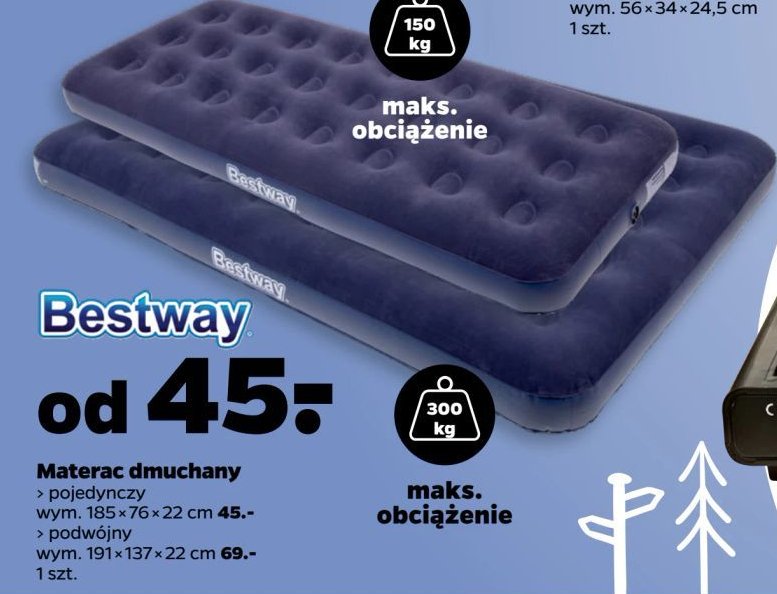 Materac welurowy 185 x 76 x 22 cm Bestway promocja