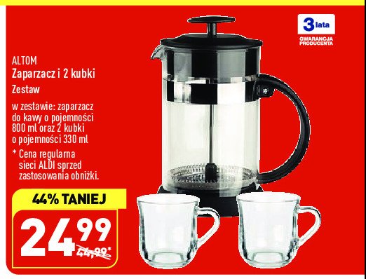 Zaparzacz + 2 kubki Altom promocja