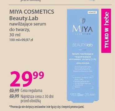 Serum nawilżające potrójny kwas hialuronowy 2% Miya beauty.lab Miya cosmetics promocja w Hebe