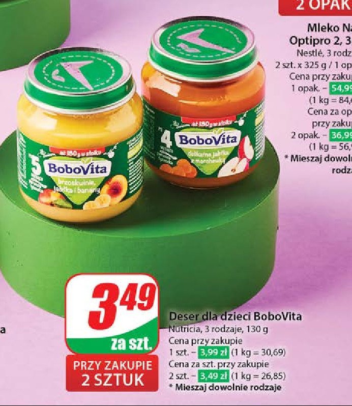 Brzoskwinie jabłka i banany Bobovita promocja