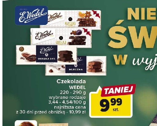 Czekolada mleczna z pomara艅cz膮 E. wedel promocja