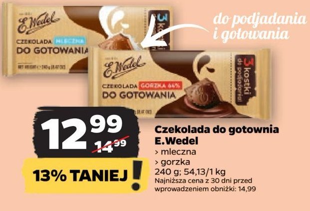 Czekolada gorzka do gotowania E. wedel promocja