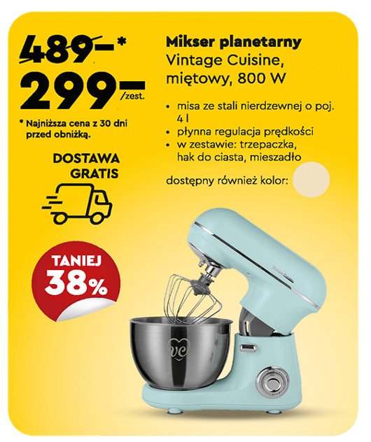 Mikser planetarny 800 w Vintage cuisine by cooking promocja