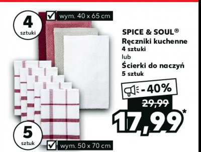 Ręczniki kuchenne 40 x 65 cm Spice&soul promocja