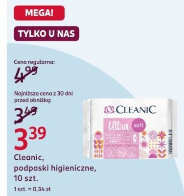 Podpaski higieniczne Cleanic, 10 szt. promocja w Rossmann