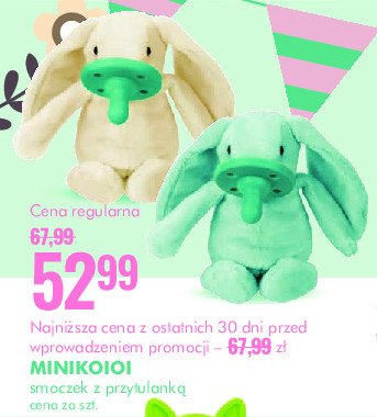 Smoczek z przytulanką white bunny Minikoioi promocja