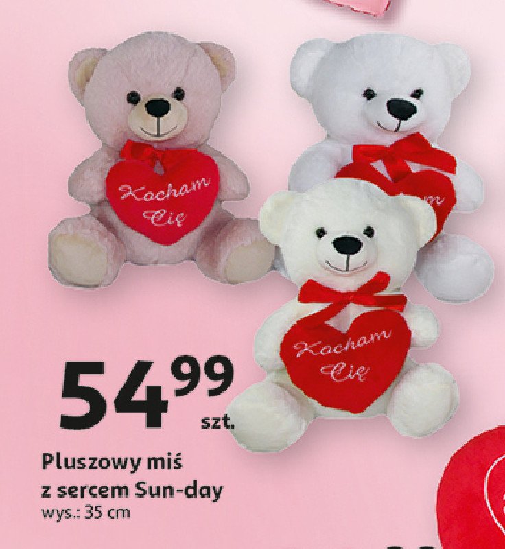 Miś z sercem 35 cm Sun-day promocja w Auchan