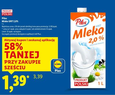 Mleko UHT 2,0% promocja w Lidl