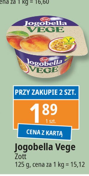 Jogurt brzoskwinia-marakuja Zott jogobella vege promocja