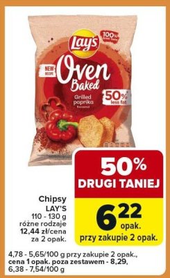 Chipsy LAY'S OVEN BAKED Grilled paprika 110-130 g różne rodzaje promocja w Carrefour Express