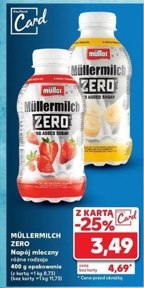 Napój mleczny truskawkowy MULLERMILCH ZERO promocja