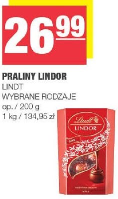 Praliny Lindor LINDT, wybrane rodzaje promocja w SPAR