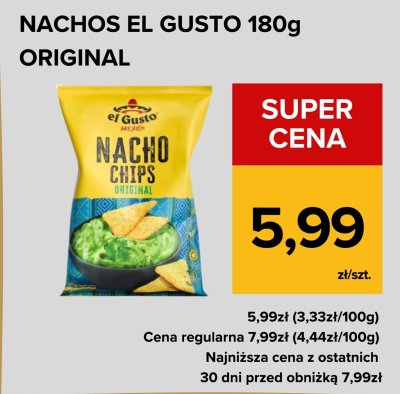 Chipsy Nachos El Gusto 180g Original promocja w Supeco