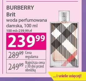 Woda perfumowana Burberry brit for women promocja