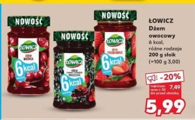 Dżem czarna porzeczka 6kcal Łowicz promocja