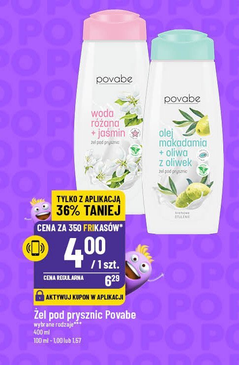 Żel pod prysznic olej makadamia i oliwa z oliwek Povabe promocja