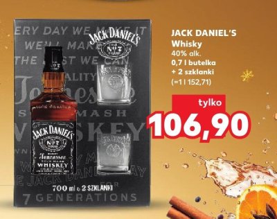 Whisky JACK DANIEL'S 40% alk. 0,7 l butelka + 2 szklanki promocja w Kaufland