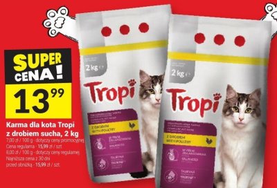Karma dla kota Tropi z drobiem sucha, 2 kg promocja w Twój Market