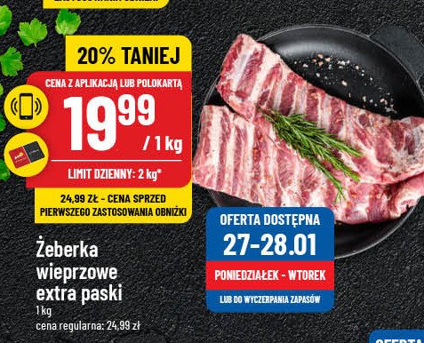 Żeberka wieprzowe extra paski promocja