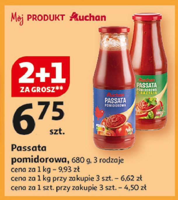 Passata pomidorowa rustica Auchan różnorodne (logo czerwone) promocja