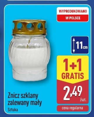 Znicz szklany zalewany mały promocja w Aldi