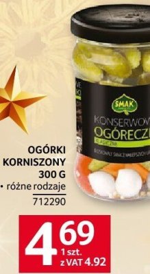 Ogórki korniszony Smak 300g promocja w Selgros