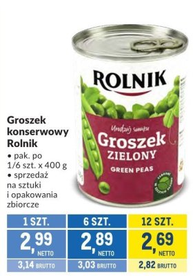 Groszek konserwowy Rolnik 400g promocja w Makro