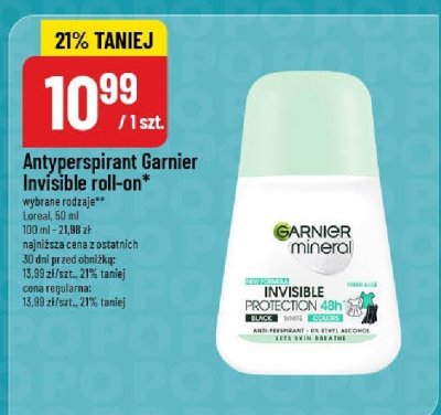 Antyperspirant Garnier Invisible roll-on promocja w POLOmarket