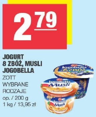 Jogurt 8 zbóż, Musli Jogobella Zott wybrane rodzaje promocja w SPAR