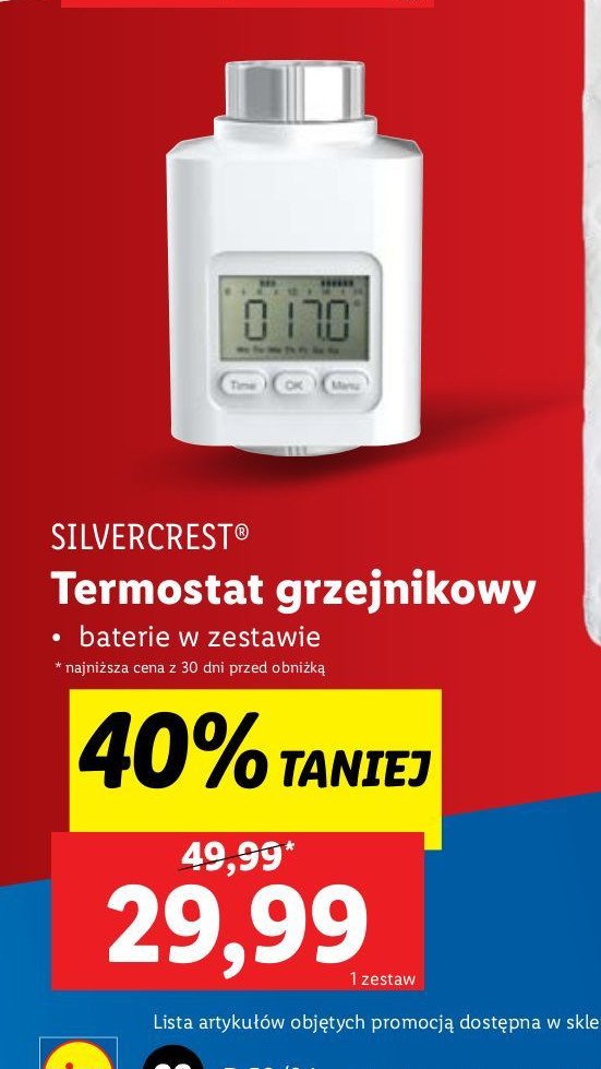 Termostat grzejnikowy Silvercrest promocja w Lidl