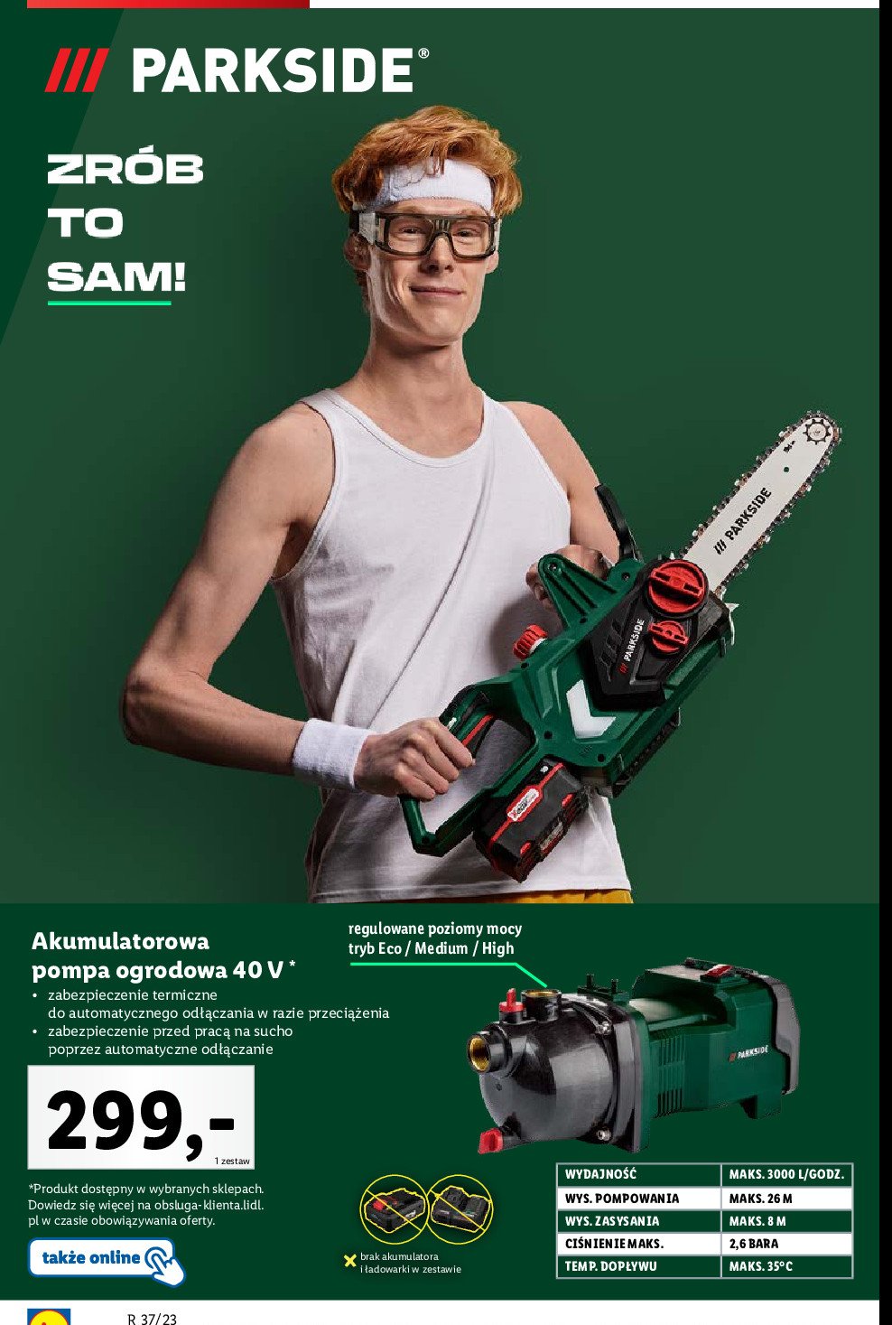 Pompa ogrodowa 40 v Parkside promocja