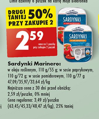 Sardynki w oleju roślinnym Marinero promocja