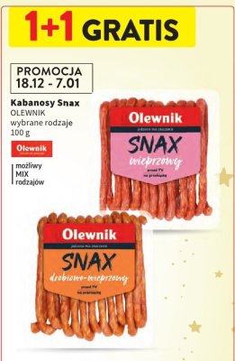 Kabanosy Snax OLEWNIK wybrane rodzaje promocja w Intermarche