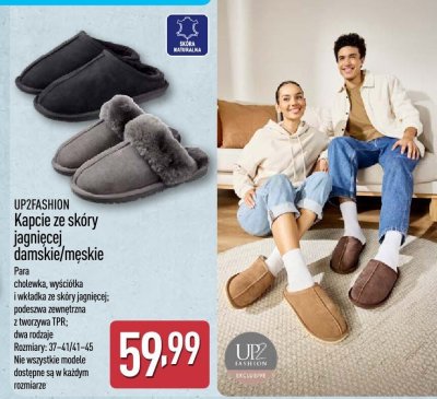 Kapcie ze skóry jagnięcej damskie UP2FASHION promocja w Aldi