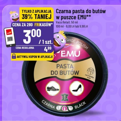 Czarna pasta do butów w puszce EMU promocja w POLOmarket