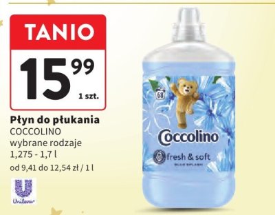 Płyn do płukania COCCOLINO, wybrane rodzaje 1,275 - 1,7 l promocja w Intermarche