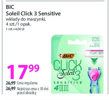 Wkłady do maszynki Bic soleil click 3 sensitive promocja w Hebe