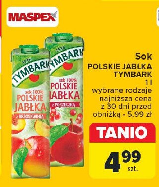 Sok 100% polskie jabłka z porzeczką Tymbark 1936 promocja w Carrefour Market