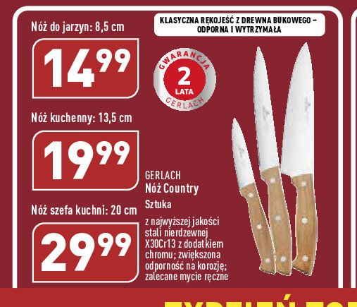 Nóż kuchenny 13.5 cm country Gerlach promocja