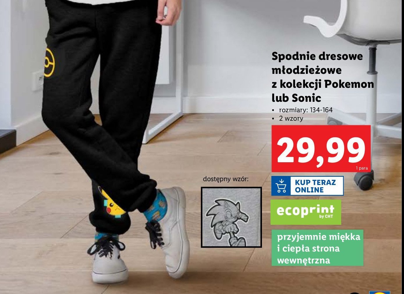 Spodnie dresowe młodzieżowe pokemon 134-164 promocja