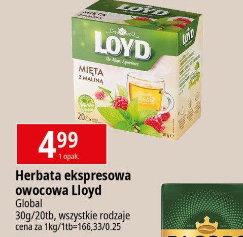 Herbata mi臋ta z malinami Loyd tea the magic experience promocja
