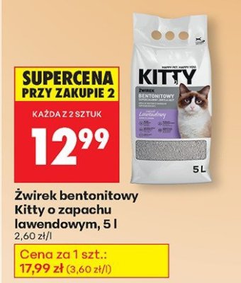 Żwirek bentonitowy Kitty o zapachu lawendowym, 5 l promocja w Biedronka