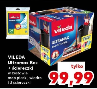 Mop płaski VILEDA Ultramax Box + ściereczki w zestawie, wiadro i 3 ściereczki promocja w Kaufland