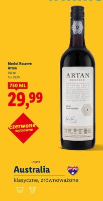 Wino Merlot Reserve Artan czerwone wytrawne promocja w Lidl