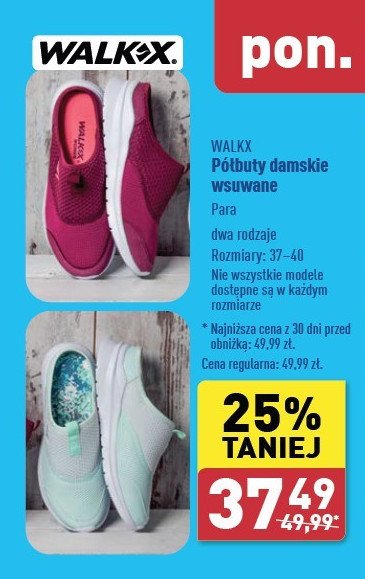 Półbuty damskie wsuwane 37-48 Walkx promocja