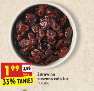Żurawina suszona cała promocja w Intermarche