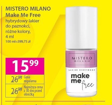 Lakier hybrydowy make me free MISTERO MILANO promocja