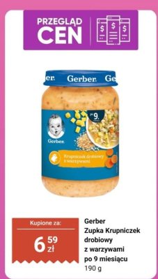 Zupka Krupniczek drobiowy z warzywami po 9 miesiącu Gerber promocja w Biedronka
